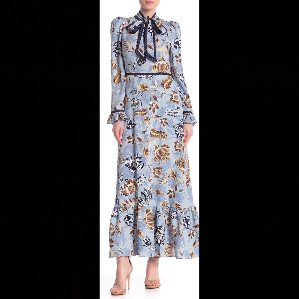 BCBG Maxazria print dress with neck tie